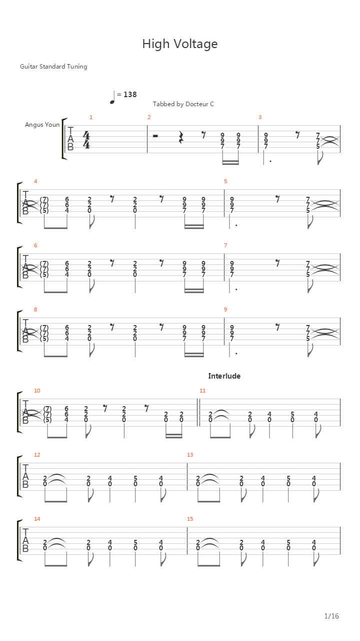 High Voltage Live吉他谱