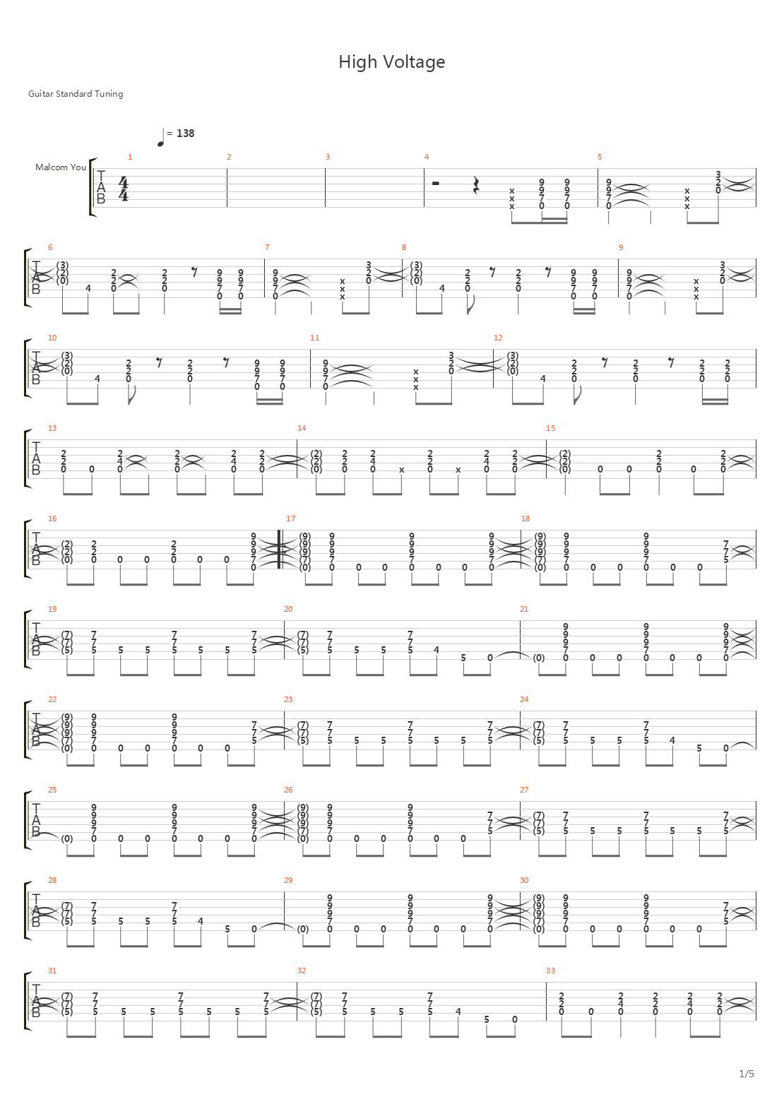 High Voltage Live吉他谱