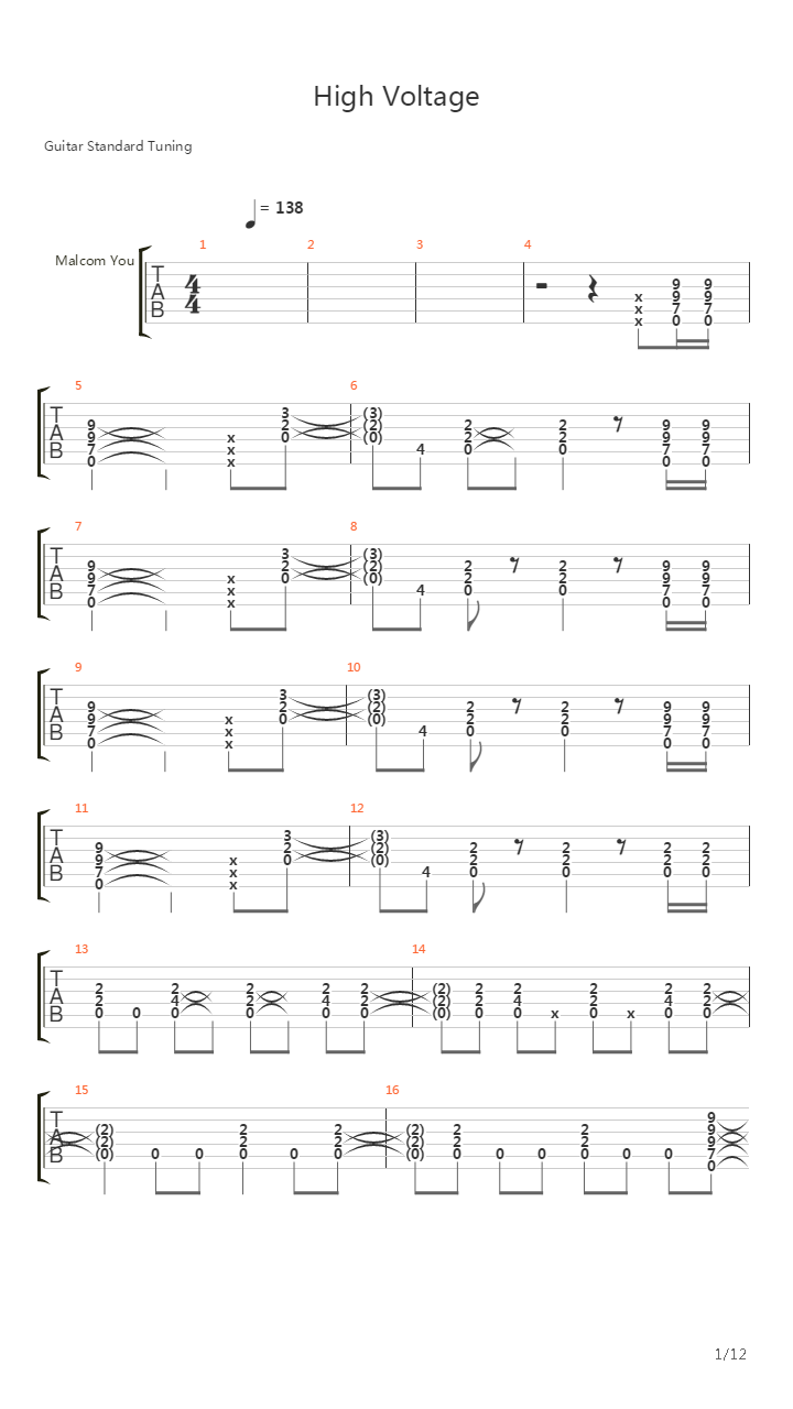 High Voltage Live吉他谱