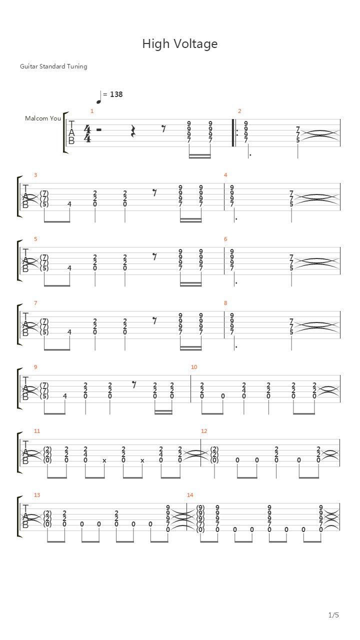High Voltage吉他谱
