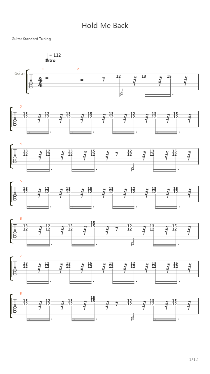 Hold Me Back吉他谱