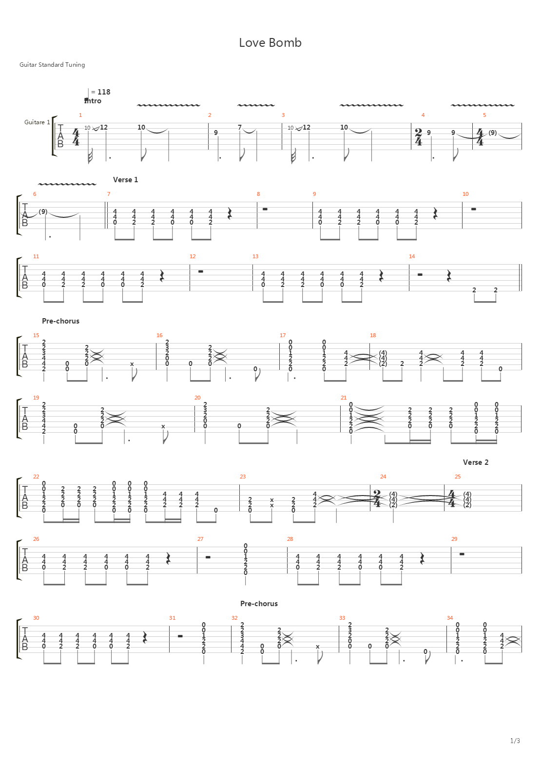 Love Bomb吉他谱