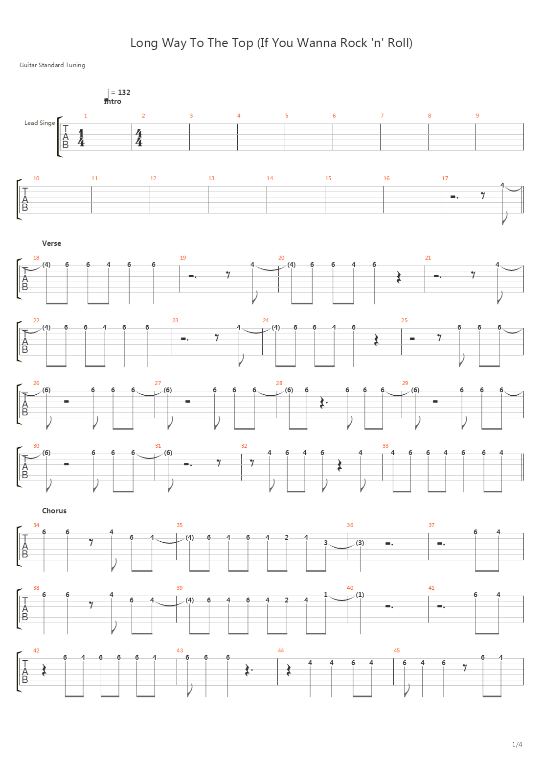 Long Way To The Top吉他谱