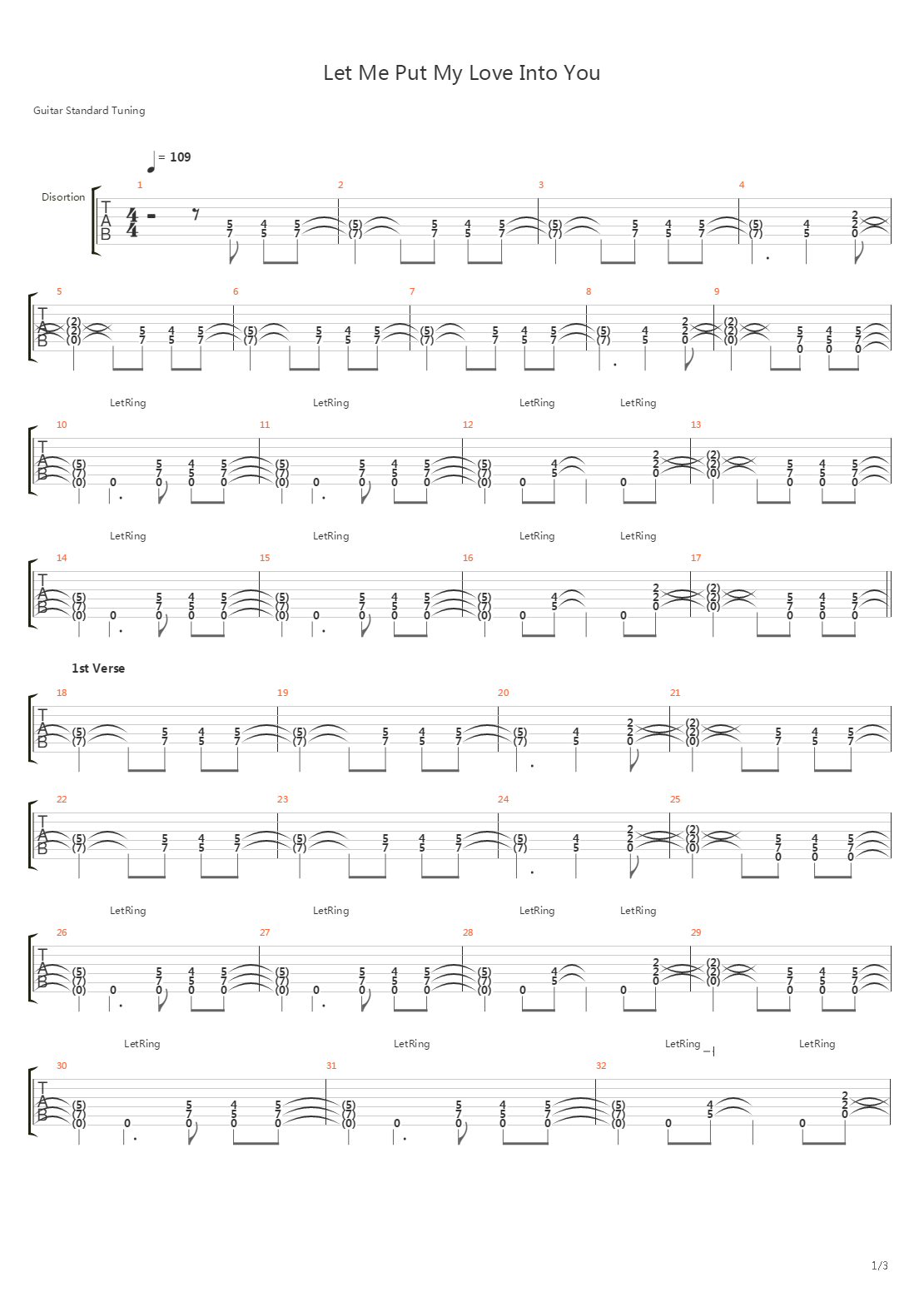 Let Me Put Love Inte You吉他谱
