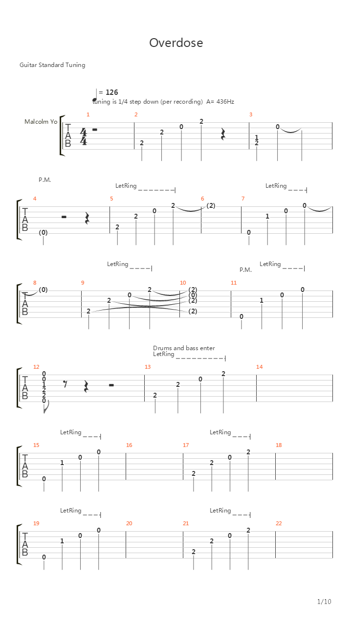 Overdose吉他谱
