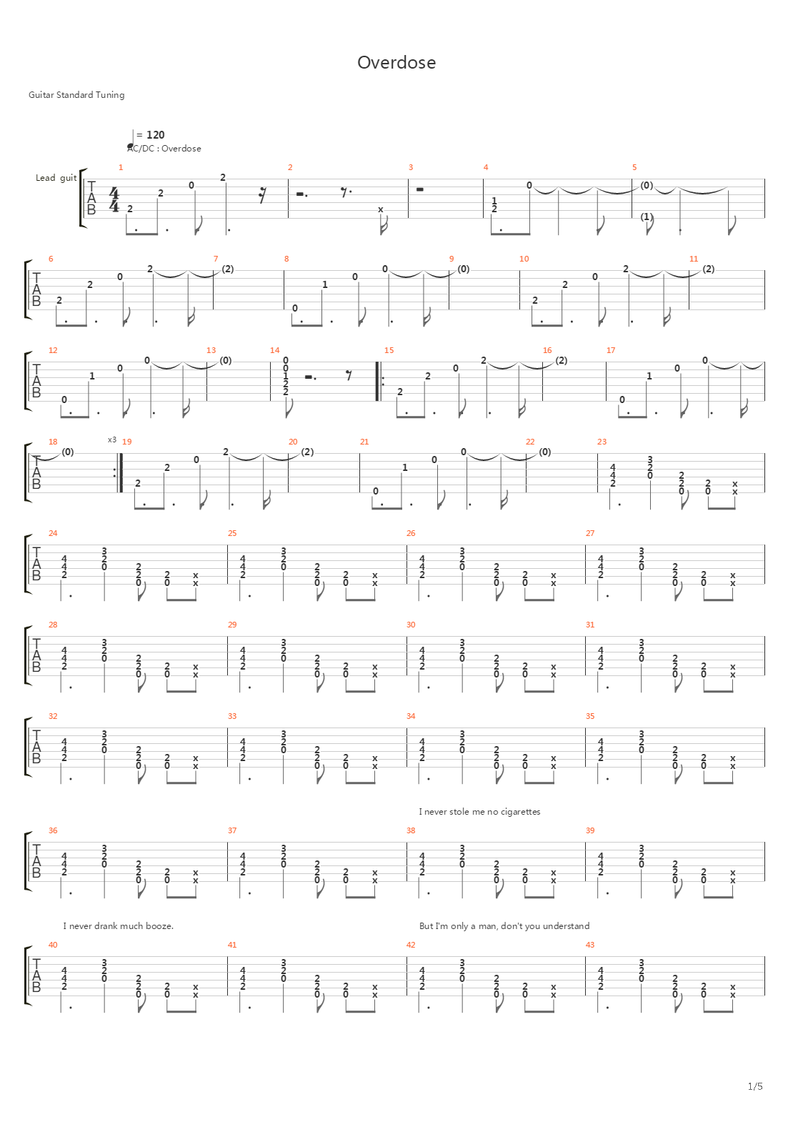 Overdose吉他谱