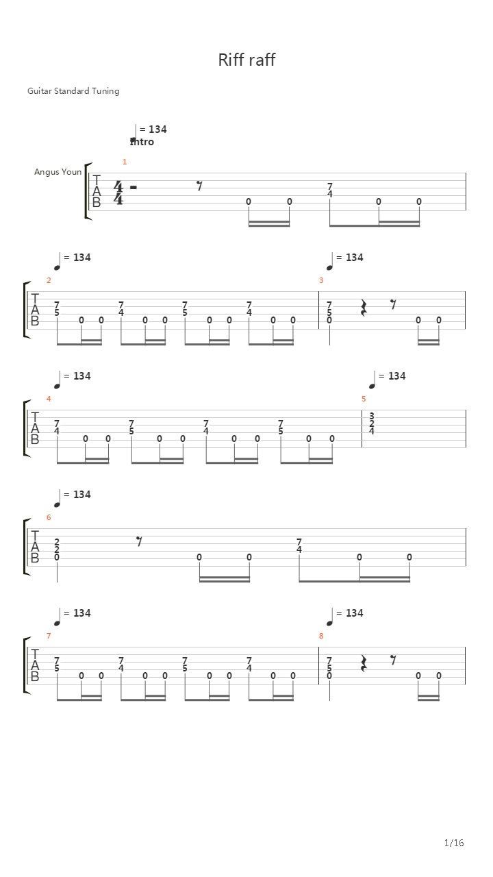 Riff Raff吉他谱