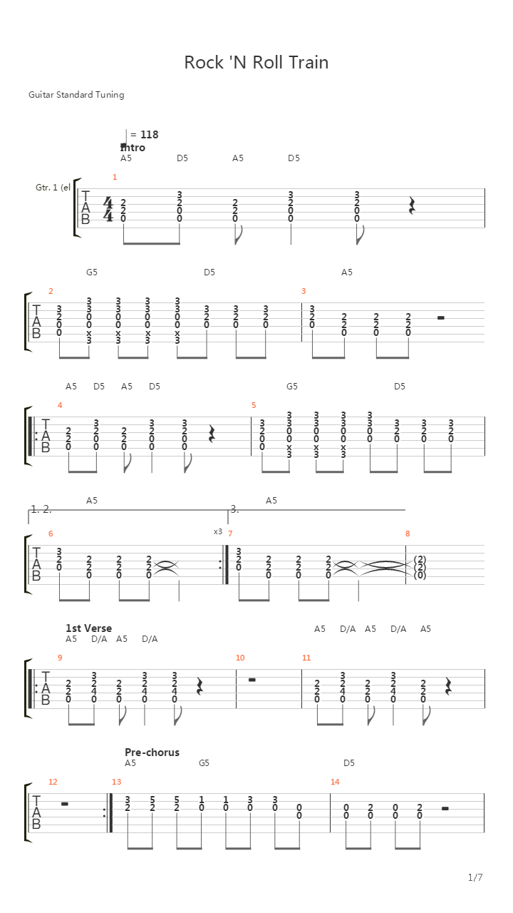 Rock N Roll Train吉他谱