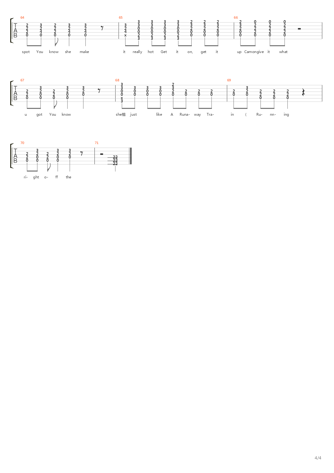 Rock N Roll Train吉他谱