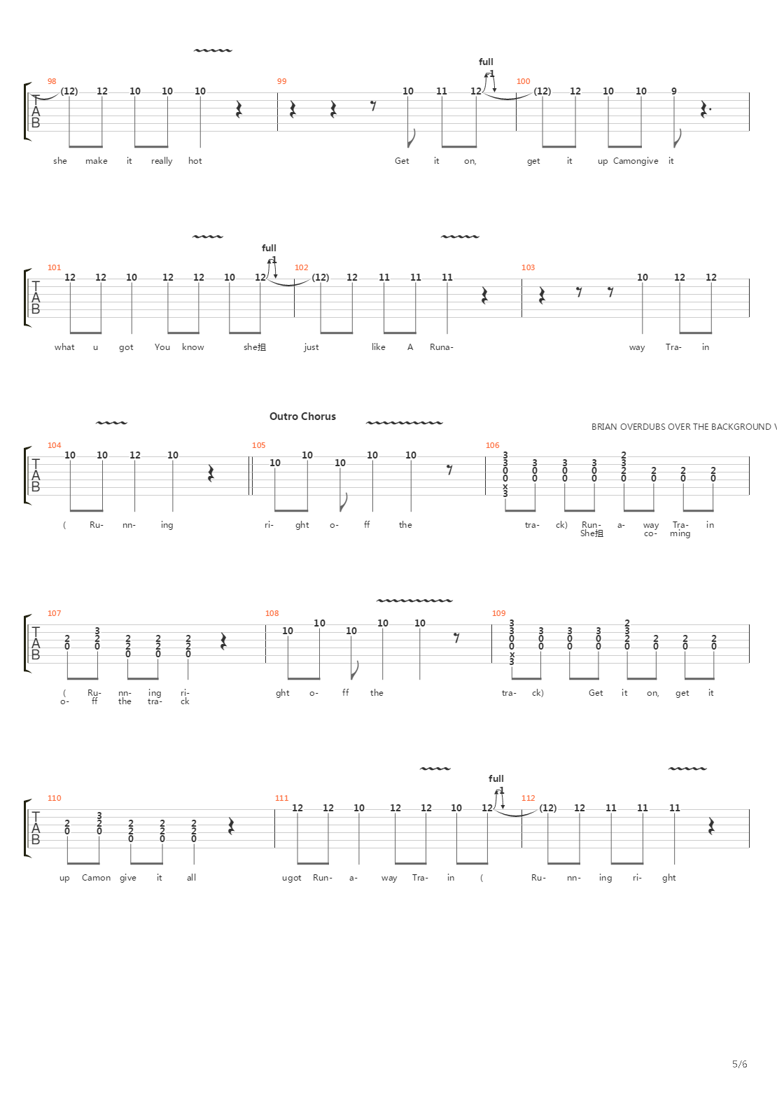 Rock N Roll Train吉他谱