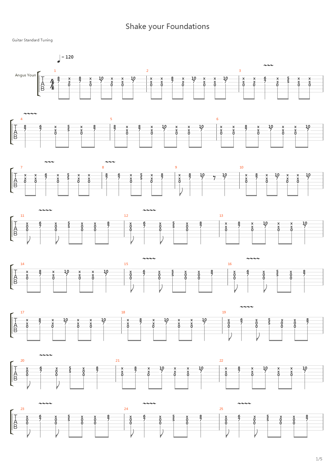 Shake Your Foundations吉他谱