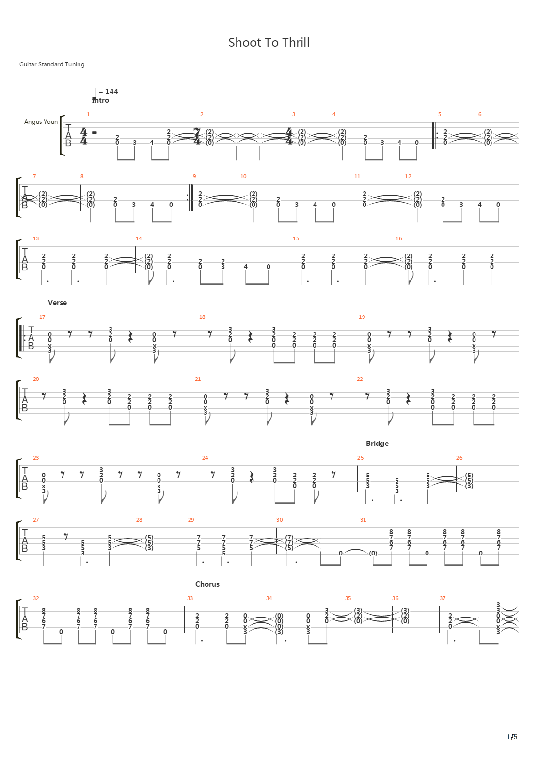Shoot To Thrill吉他谱