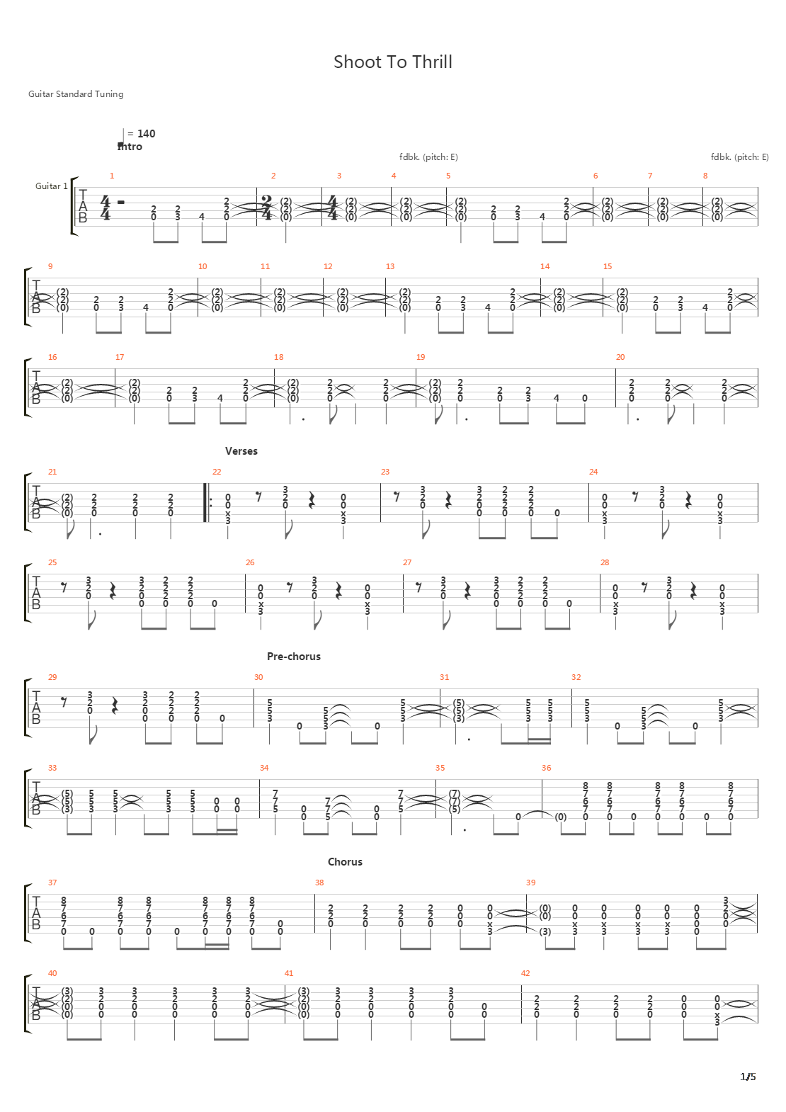 Shoot To Thrill吉他谱