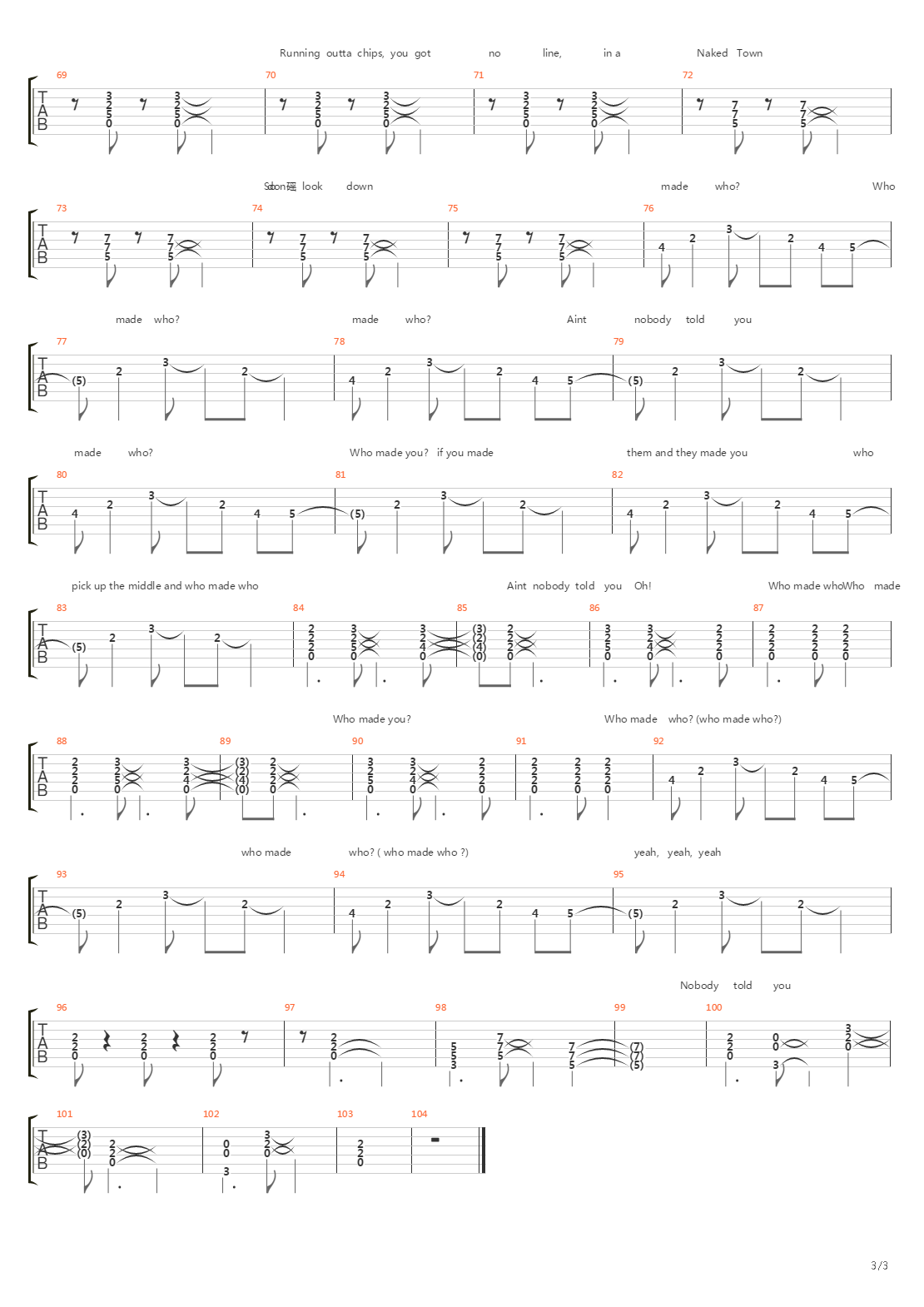 Who Made Who吉他谱