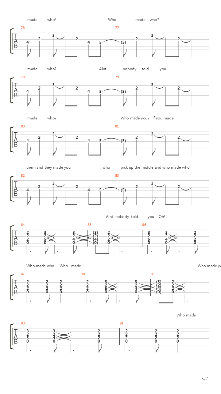 Who Made Who吉他谱