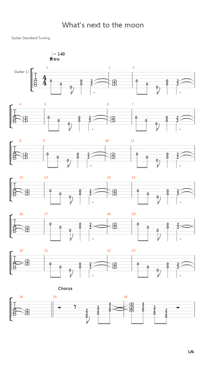 Whats Next To The Moon吉他谱