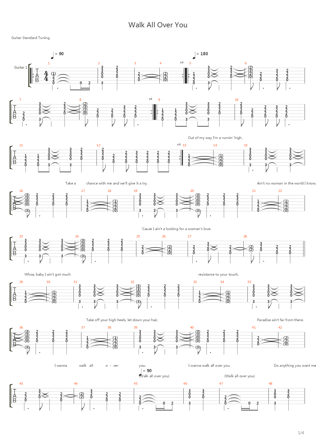 Walk All Over You吉他谱