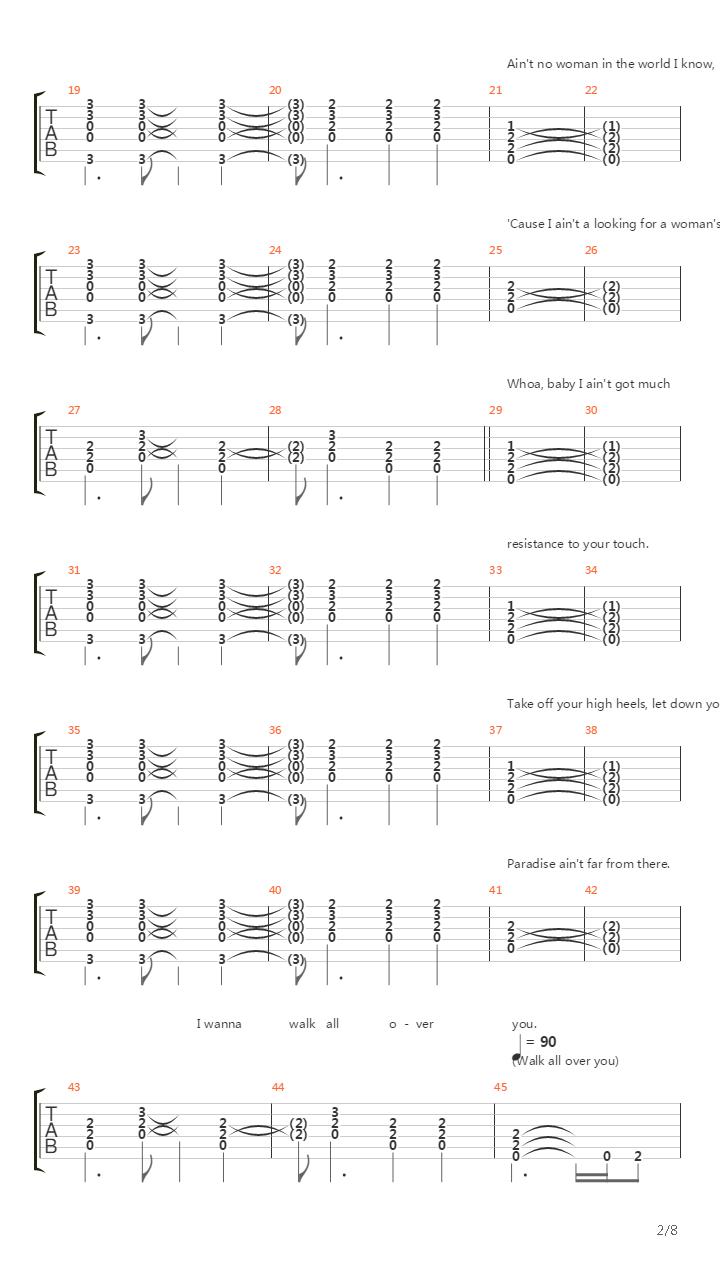 Walk All Over You吉他谱