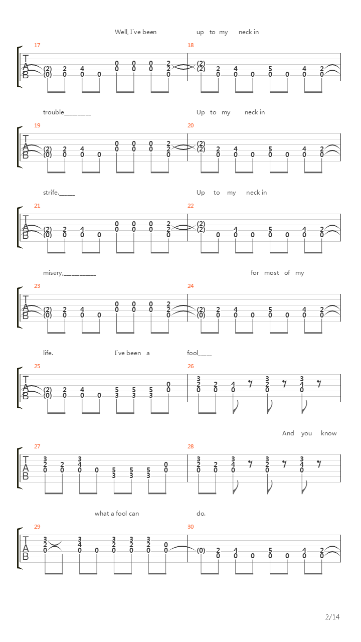 Up To My Neck In You吉他谱