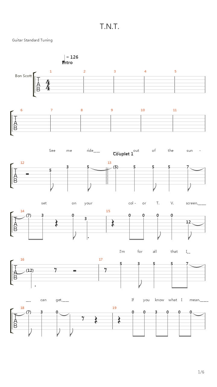 Tnt吉他谱