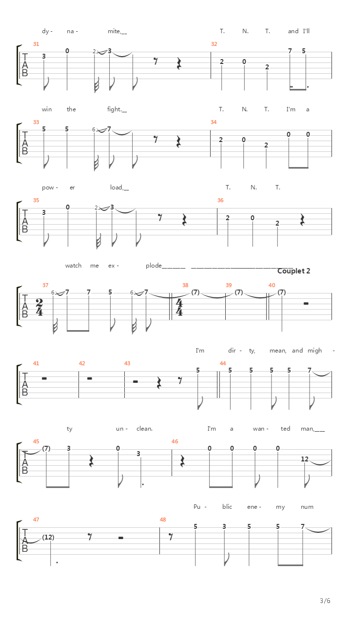 Tnt吉他谱