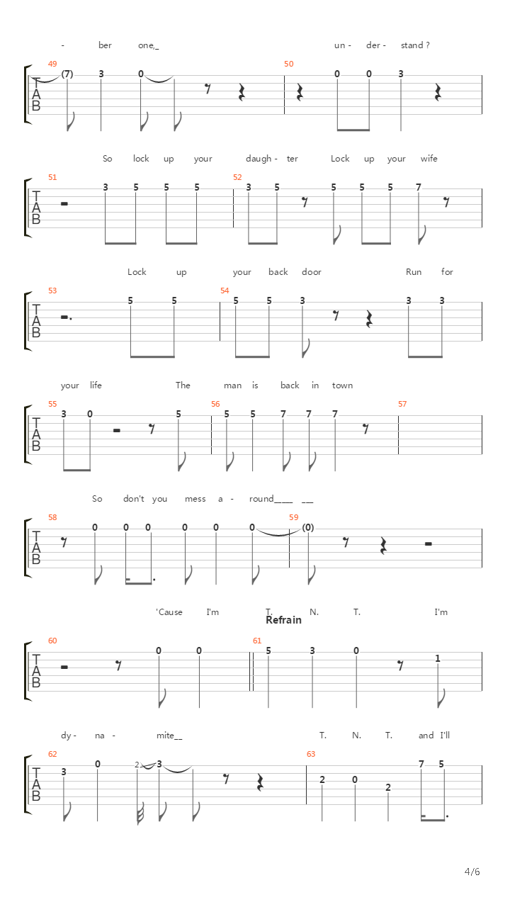 Tnt吉他谱