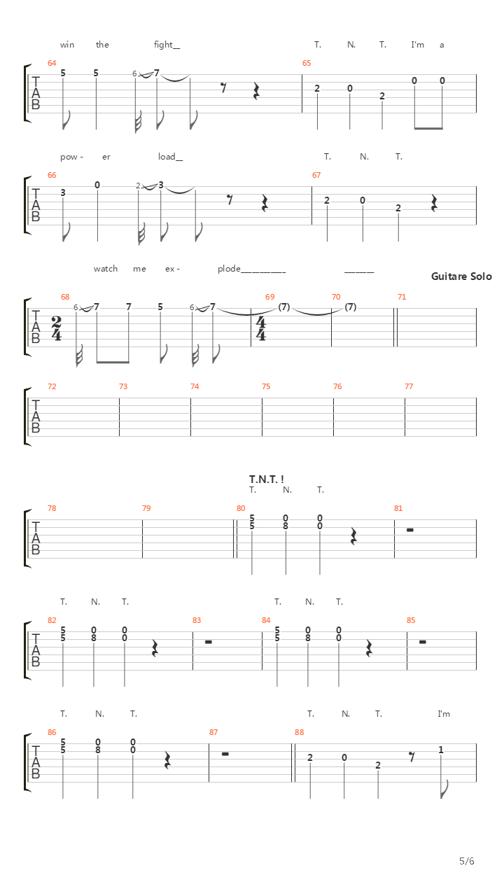 Tnt吉他谱