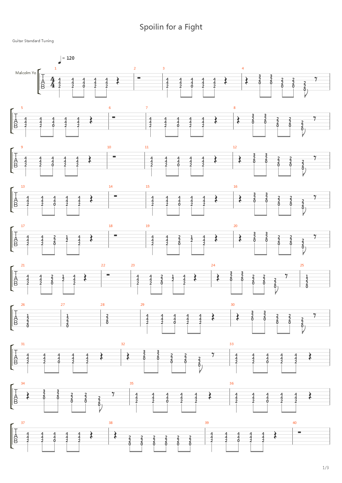 Spoilin For A Fight吉他谱