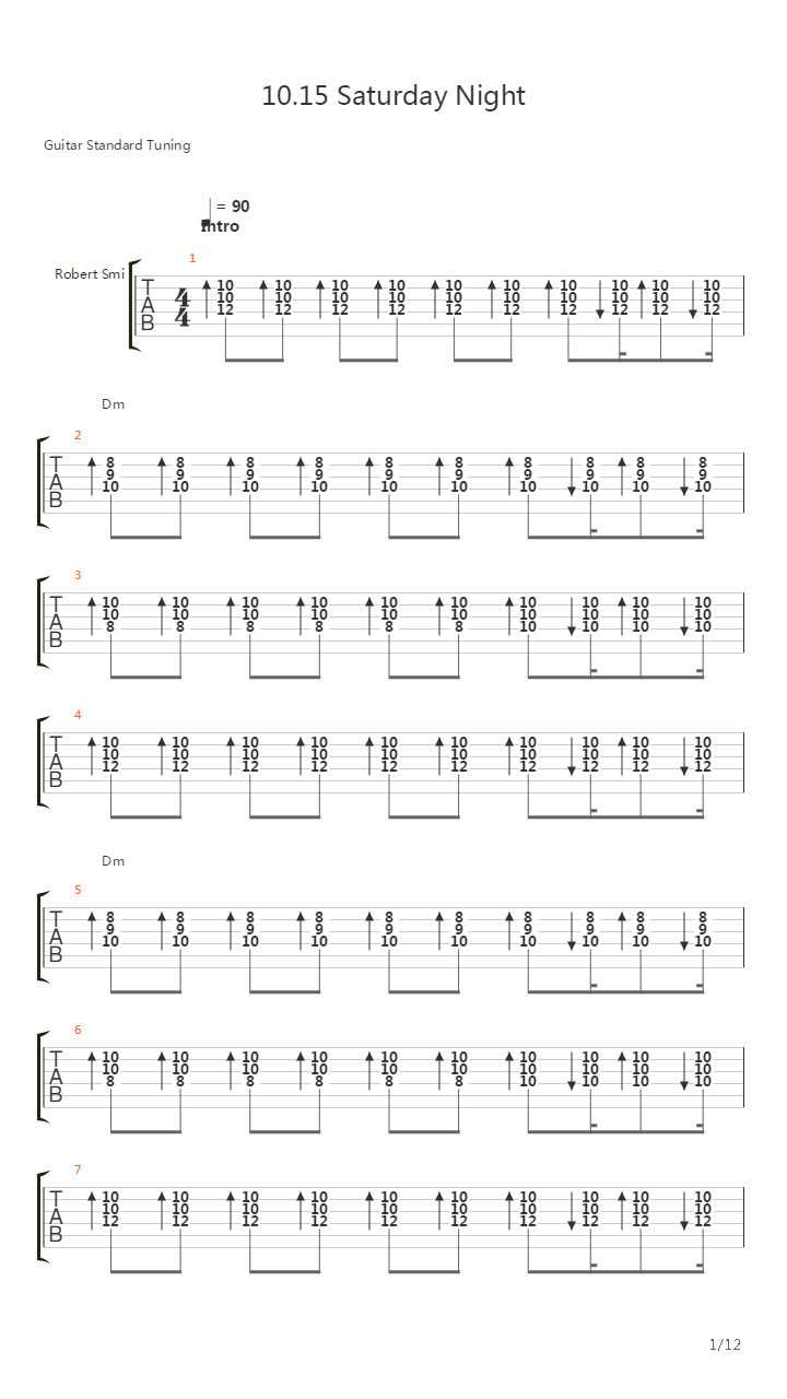 10 15 Saturday Night吉他谱