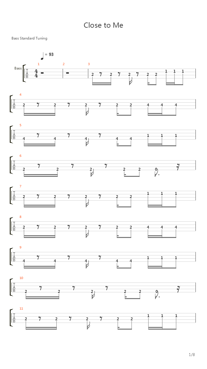 Close To Me吉他谱