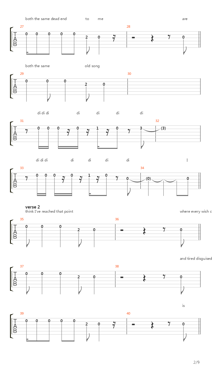 End吉他谱