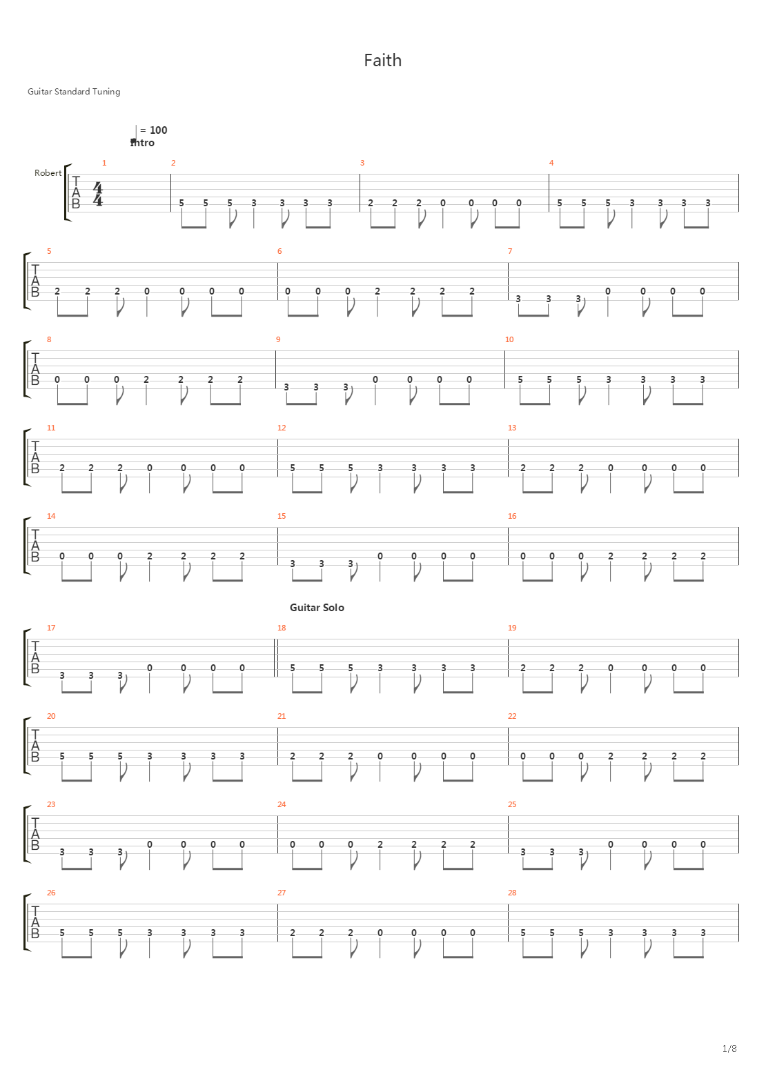 Faith吉他谱