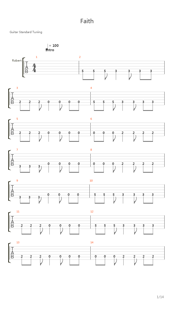 Faith吉他谱