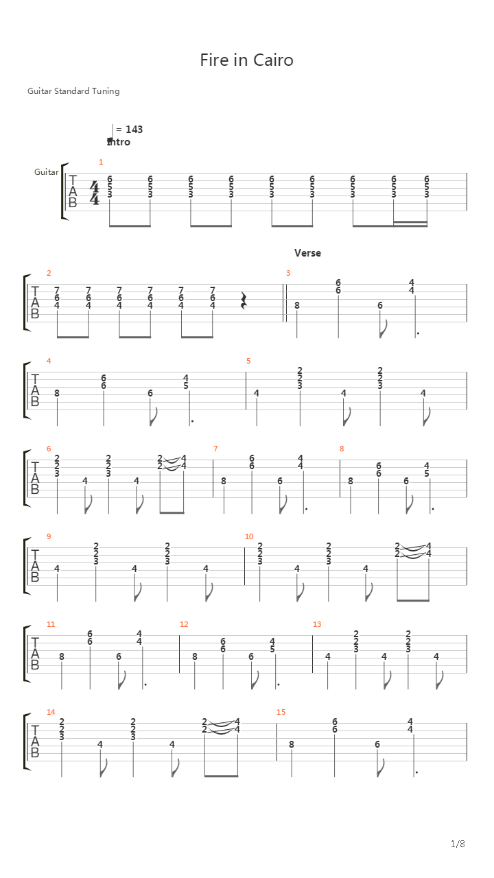 Fire In Cairo吉他谱