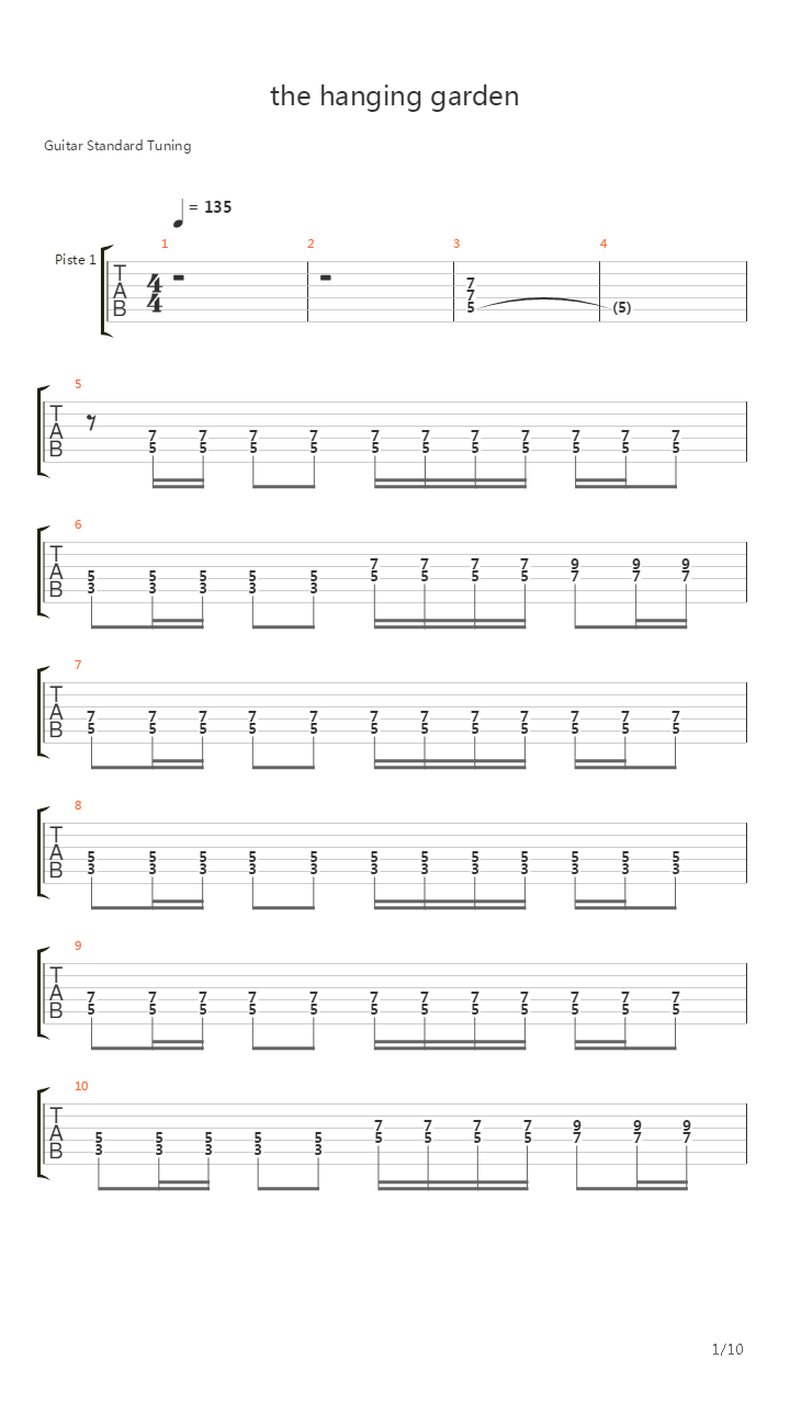 Hanging Garden吉他谱