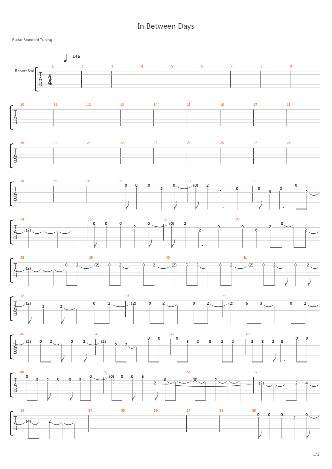 In Between Days吉他谱