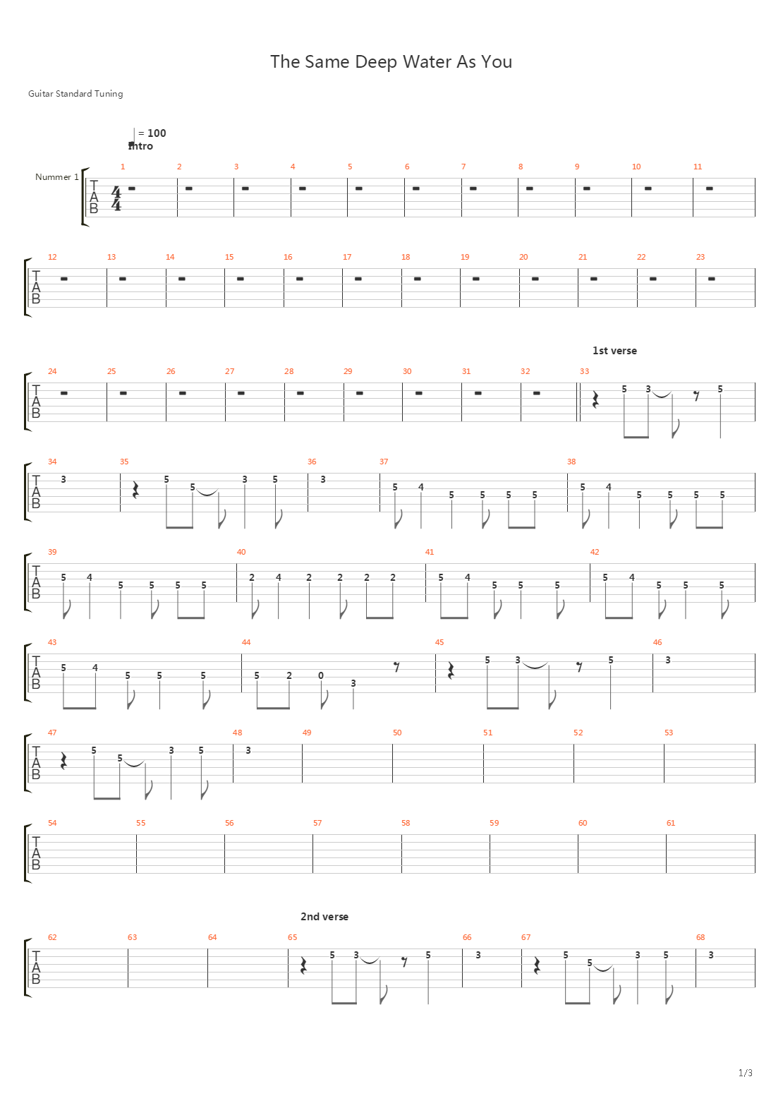 Same Deep Water As You吉他谱