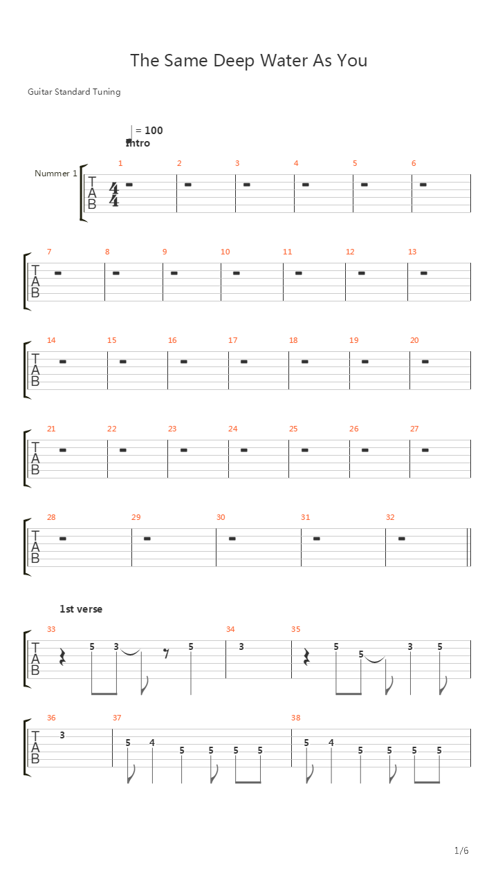 Same Deep Water As You吉他谱