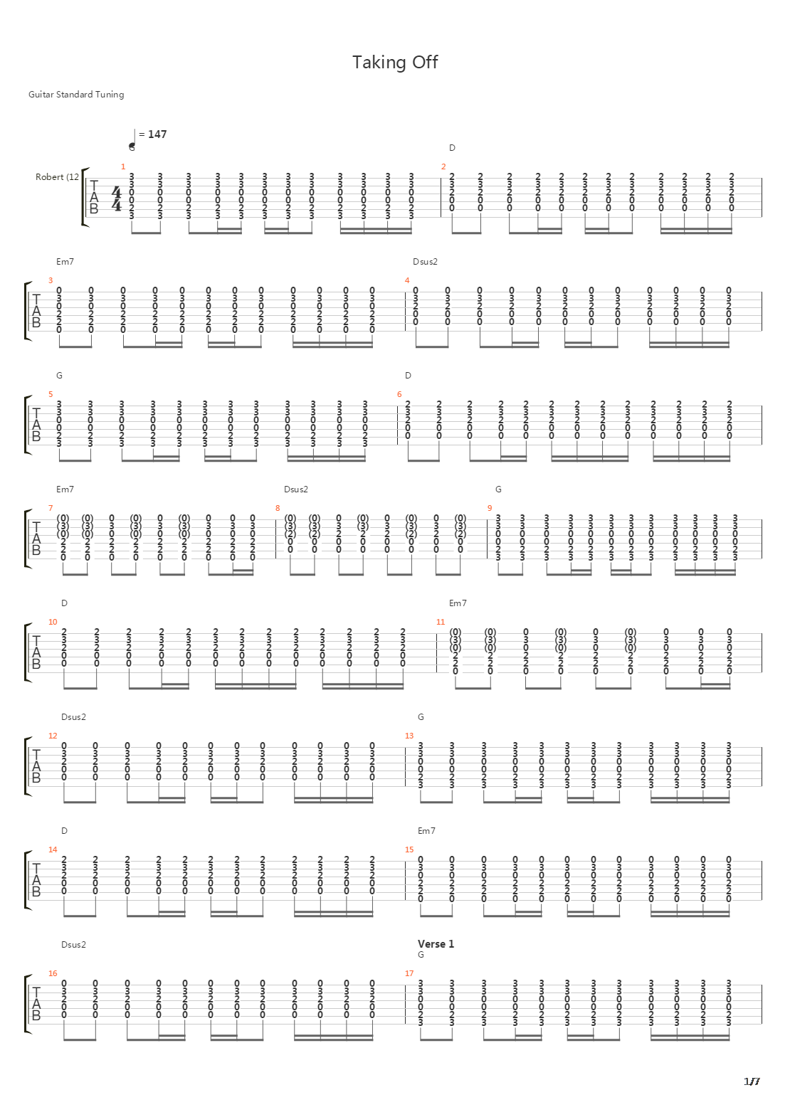 Taking Off吉他谱