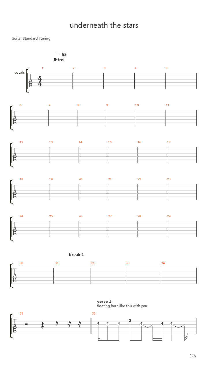 Underneath The Stars吉他谱