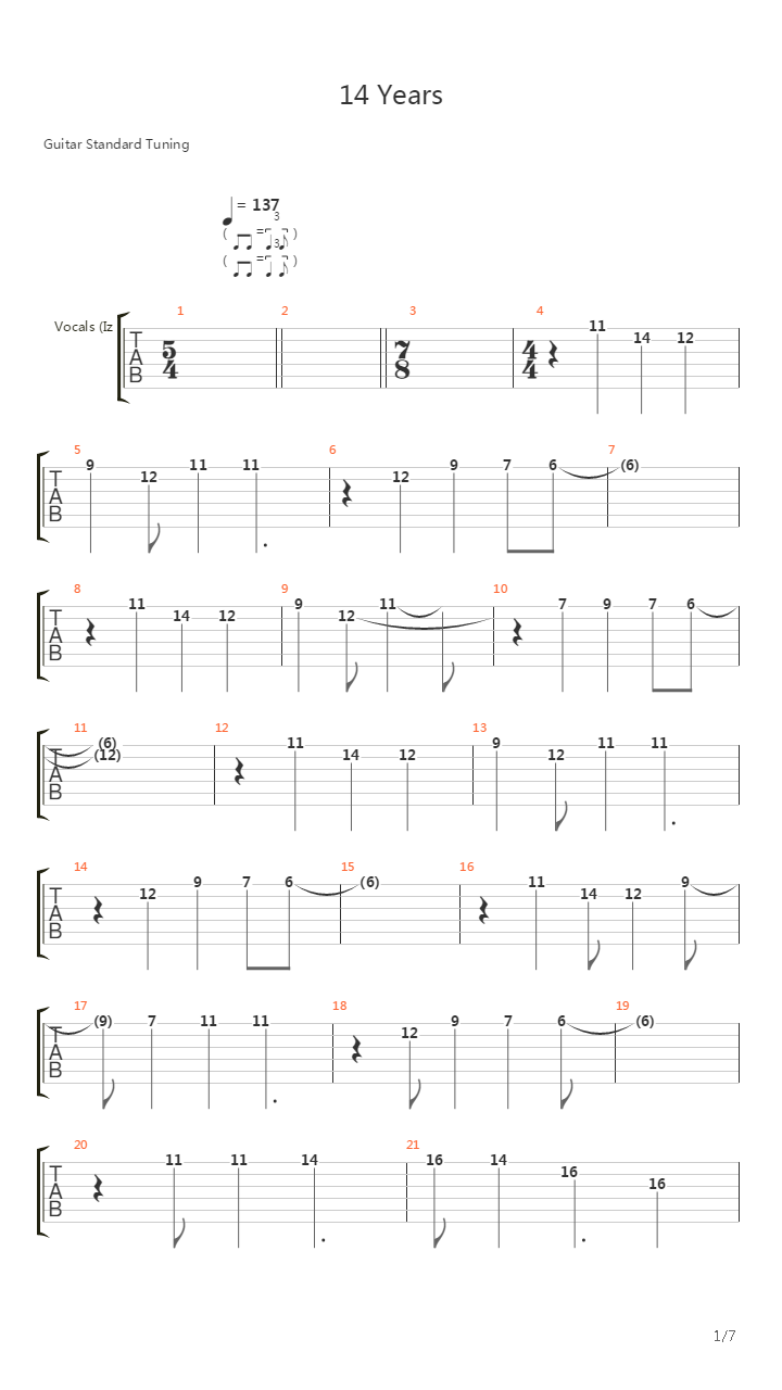 14 Years吉他谱
