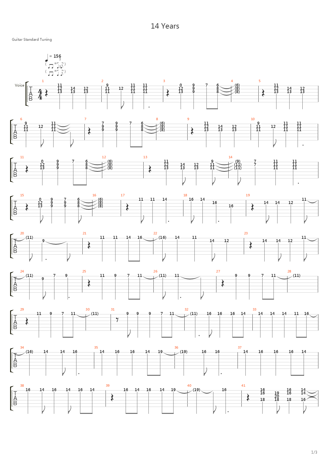 14 Years吉他谱
