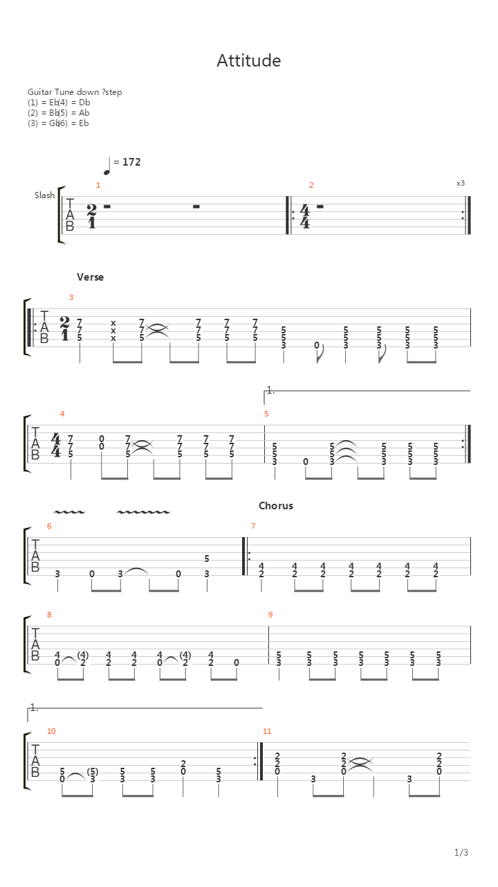 Attitude吉他谱