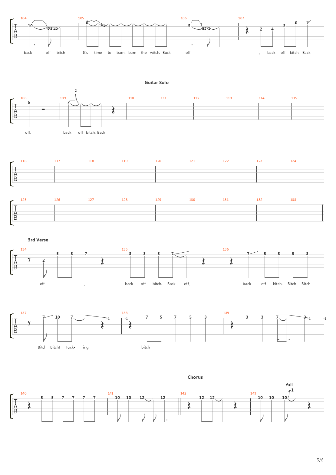 Back Off Bitch吉他谱