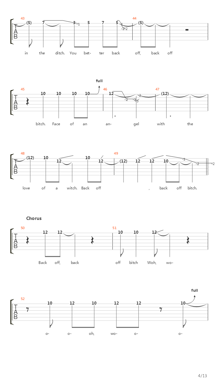 Back Off Bitch吉他谱