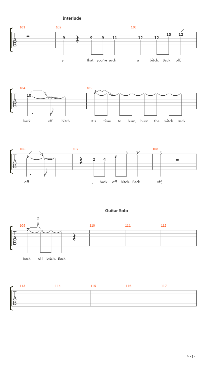 Back Off Bitch吉他谱