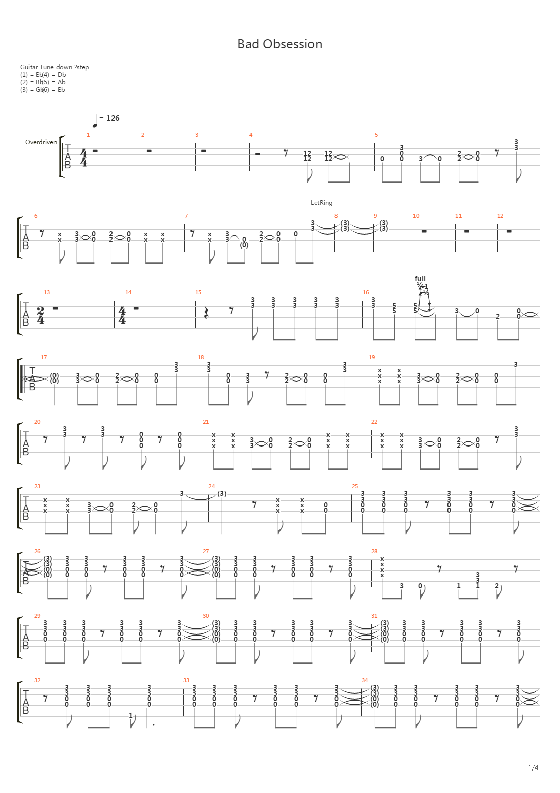 Bad Obsession吉他谱