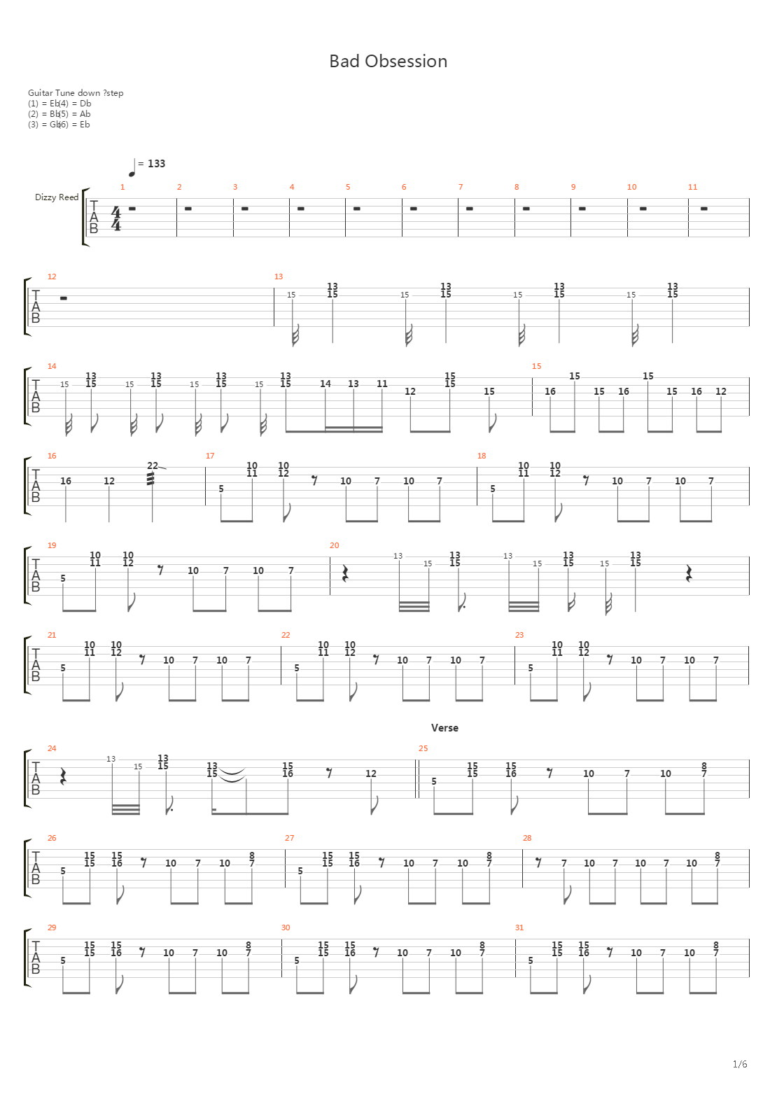 Bad Obsession吉他谱