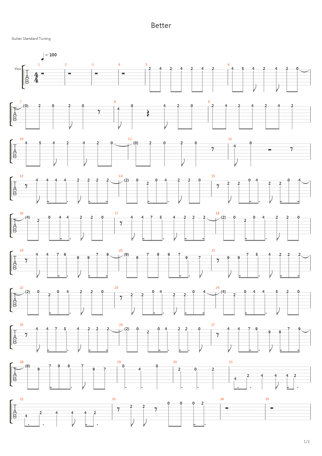 Better吉他谱