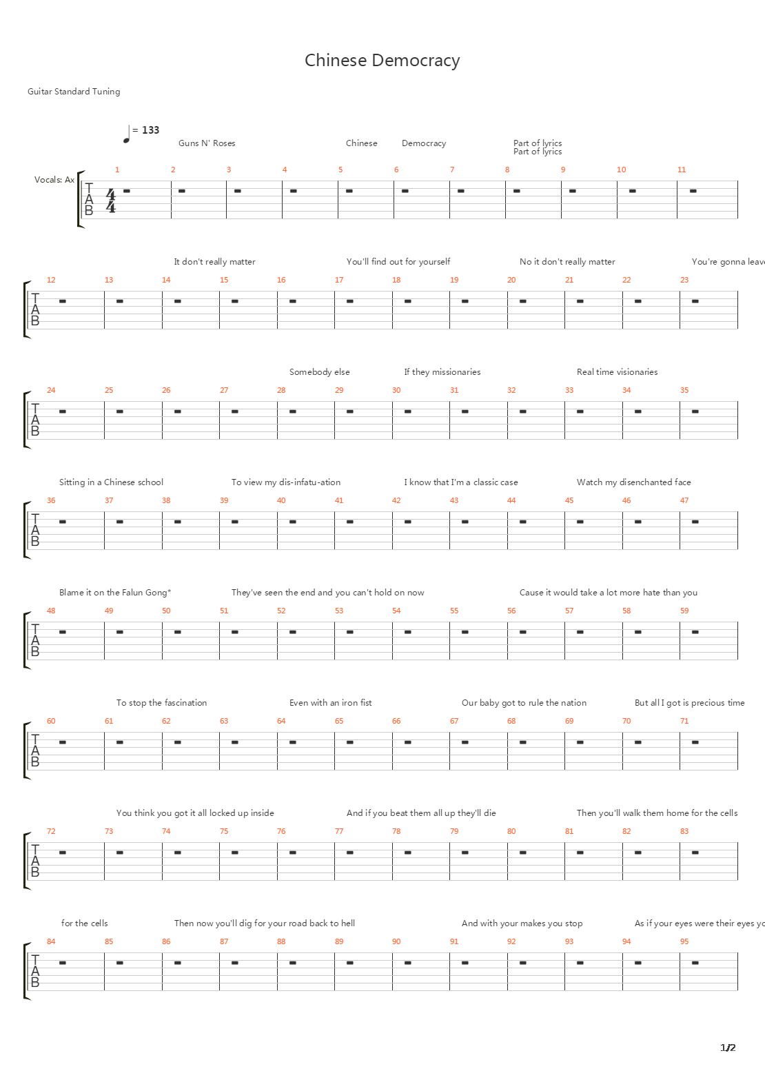 Chinese Democracy吉他谱